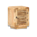 Table de chevet manguier massif brut, porte a lamelles - design naturel rangement chambre