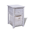 Table de chevet osier blanc tiroir et panier - bois naturel chambre bohème cosy