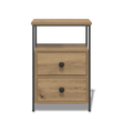 Table de chevet design chene artisanal et cadre metal, 2 tiroirs - style industriel chambre