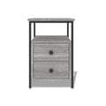 Table de chevet design sonoma gris et cadre fer, 2 tiroirs - style minimaliste chambre