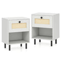 Tables de chevet blanches rotin lot de 2 — 1 tiroir, 40×30×52 cm | Elymnora Elymnora