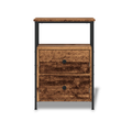 Table de chevet design vieux bois et cadre metal, 2 tiroirs - patine rustique chambre