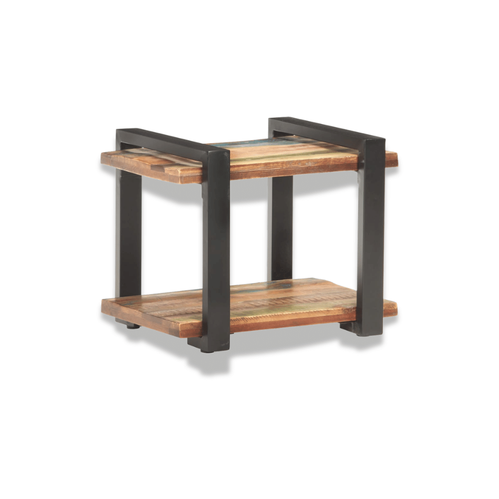Table chevet bois récupération multicolore 50×40×40 cm - pièce unique chambre