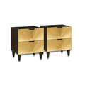 Tables chevet design noir et or lot de 2, 4 tiroirs 40×33×46 cm - art déco