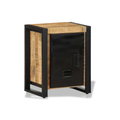 Table de chevet manguier massif brut naturel, pieds fer - style industriel bois chambre