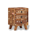 Table de chevet en bois de recuperation, 3 tiroirs - patine naturelle style industriel chambre