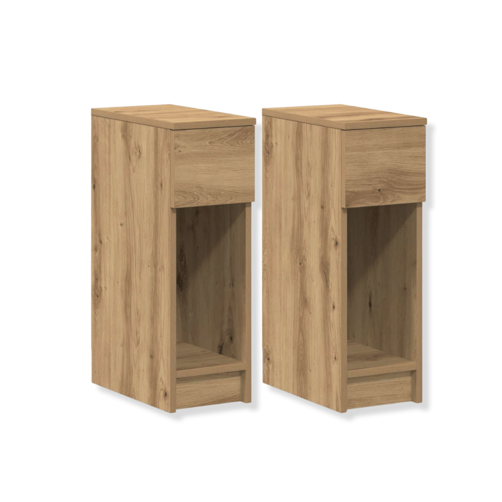 Tables de chevet chêne artisanal compactes lot de 2, 20×36×60 cm - scandinave