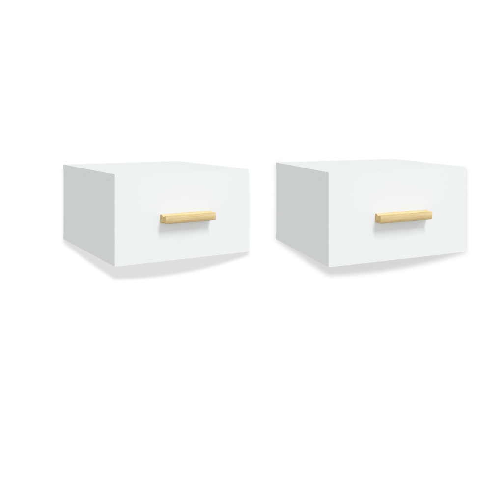 Tables de chevet murales lot de 2 blanc — 35x35x20 cm | Elymnora