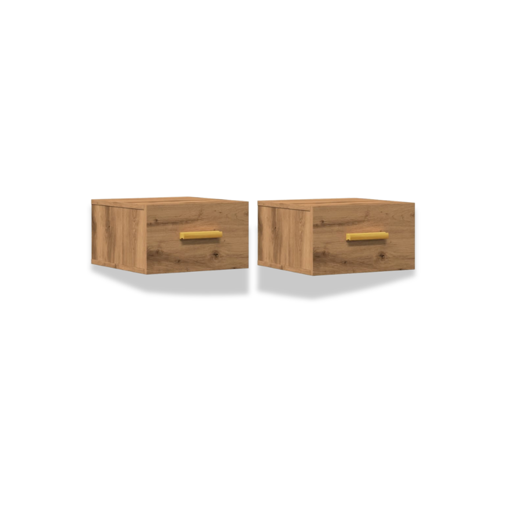 Tables de chevet murales lot de 2 chêne artisanal — 35x35x20 cm | Elymnora Elymnora