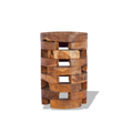Table de chevet en teck massif sculpte, forme organique - design naturel unique chambre