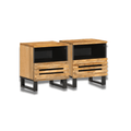 Tables chevet manguier brut lot de 2, tiroir et niche 40×34×46 cm - chambre