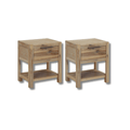 Tables de chevet acacia brossé lot de 2, 40×30×48 cm - finition naturelle chambre