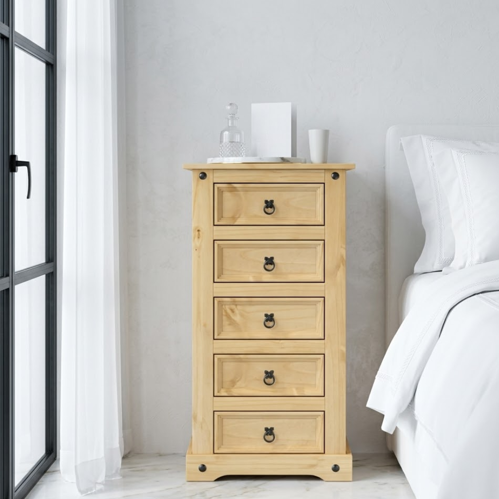 Table de chevet pin massif corona en chambre - style rustique campagne et rangement
