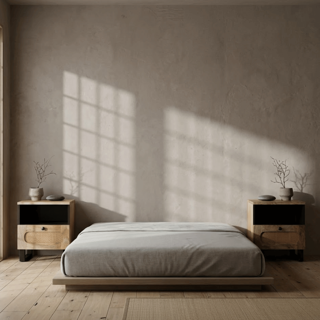 Tables chevet manguier lot 2 en chambre - duo bois naturel style bohème japandi