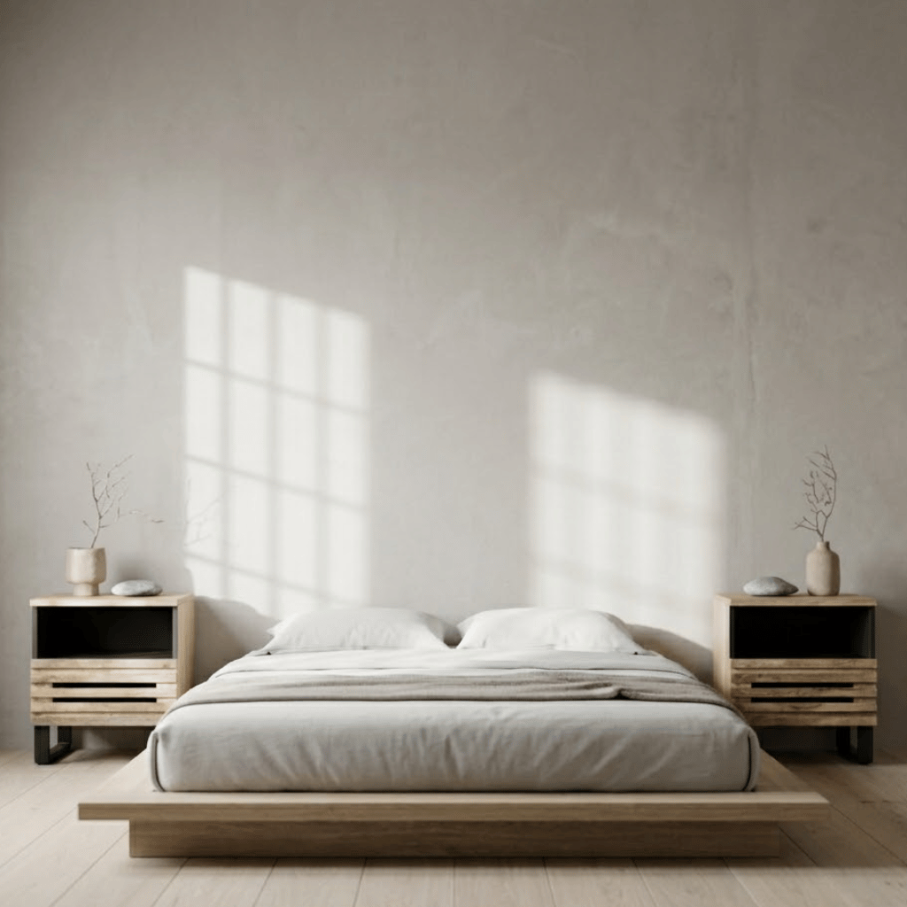 Tables chevet manguier brut tiroir niche en chambre - duo wabi-sabi naturel